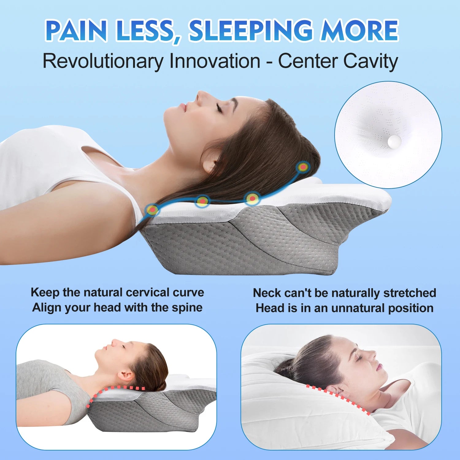 Pulatree New Odorless Orthopedic Pillow For Neck And Shoulder Pain Memory Foam Neck Pillow Ergonomic Sleeping Cervical Pillow - SleepCrest