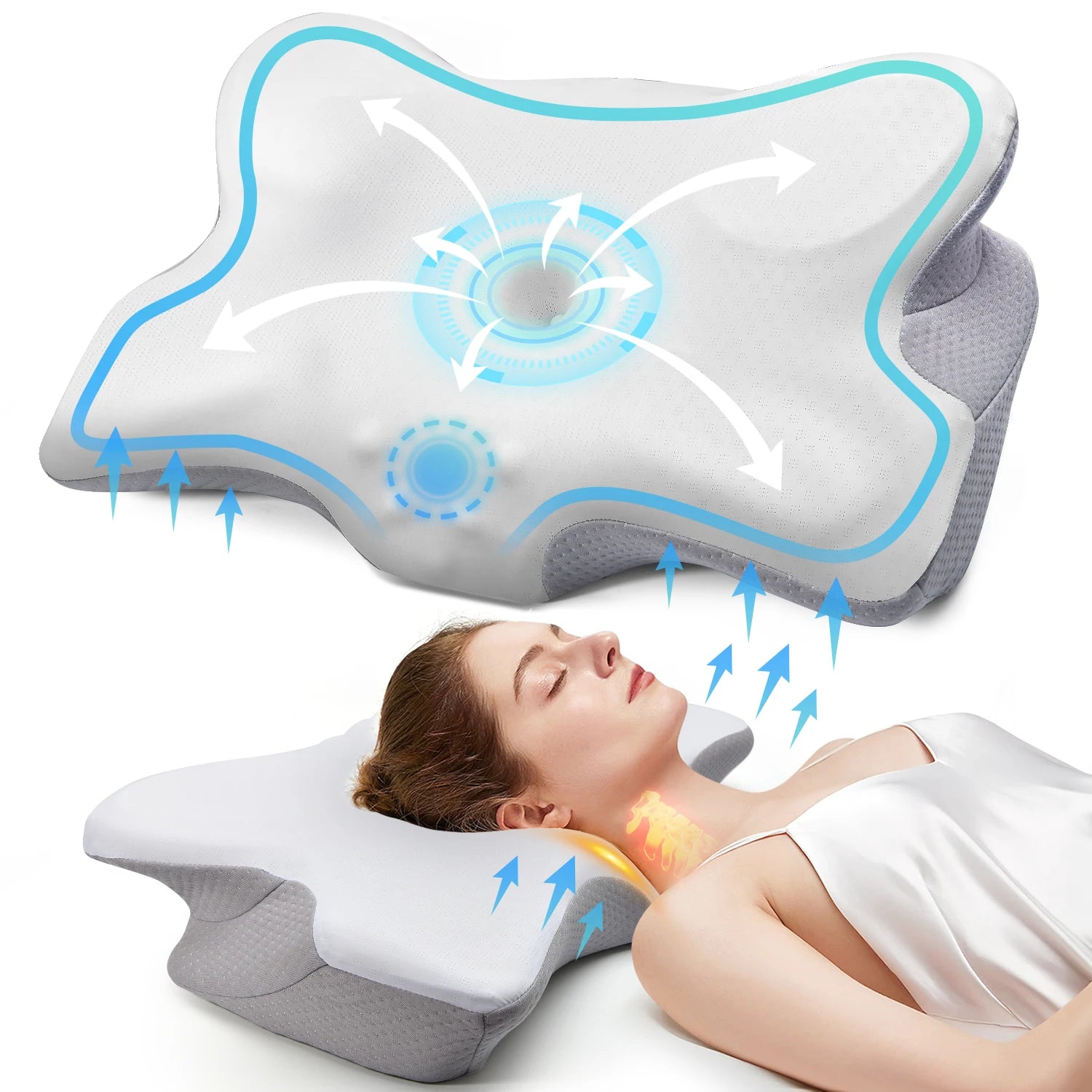 Pulatree New Odorless Orthopedic Pillow For Neck And Shoulder Pain Memory Foam Neck Pillow Ergonomic Sleeping Cervical Pillow - SleepCrest